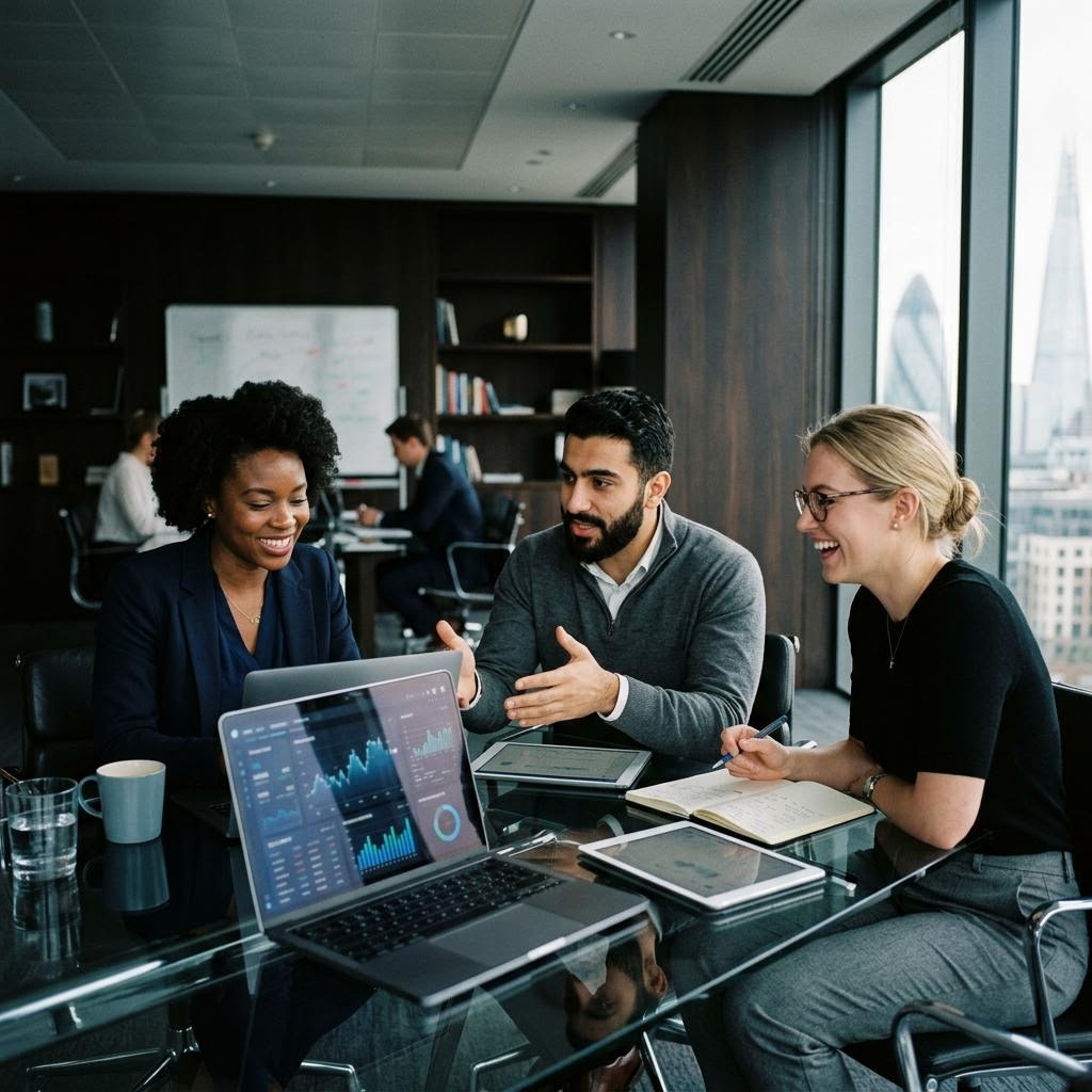 Fintech engineering team monitoring real-time market signals